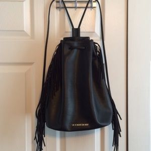 NWOT Victoria’s Secret black leather backpack
